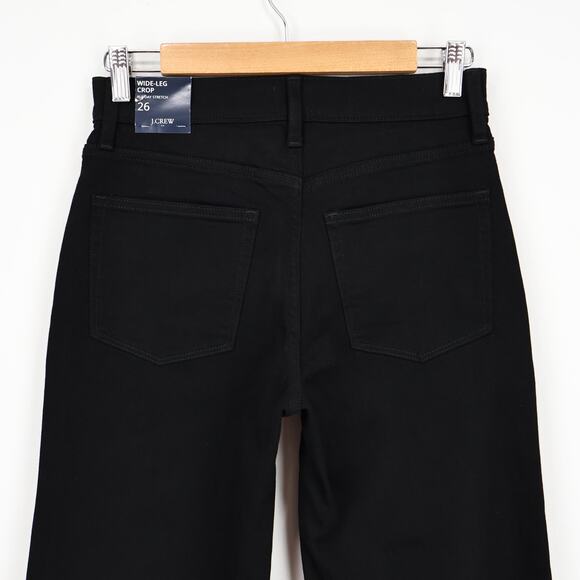 NWT J.Crew Factory Cropped Wide Leg Jean In All-Day Stretch Black Size 26 - Picture 6 of 12